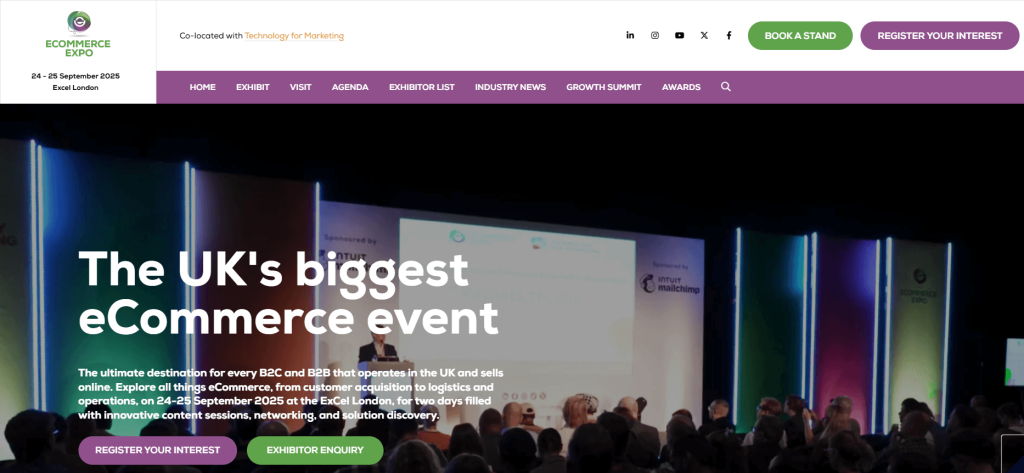  A screenshot of the eCommerce Expo website. 
