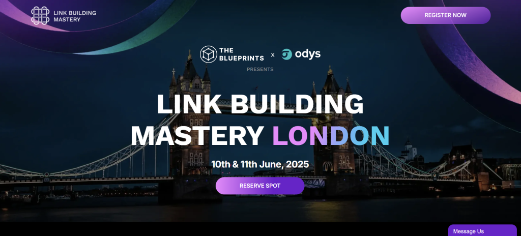 A screenshot of the Link Building Master London website.