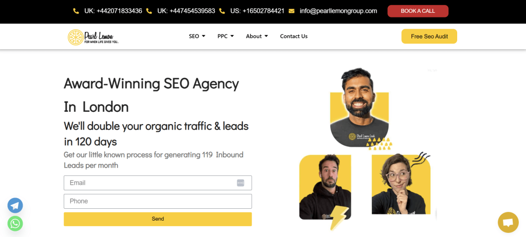 A screenshot of the Pearl Lemon website.
