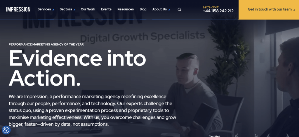 A screenshot of the Impression website.
