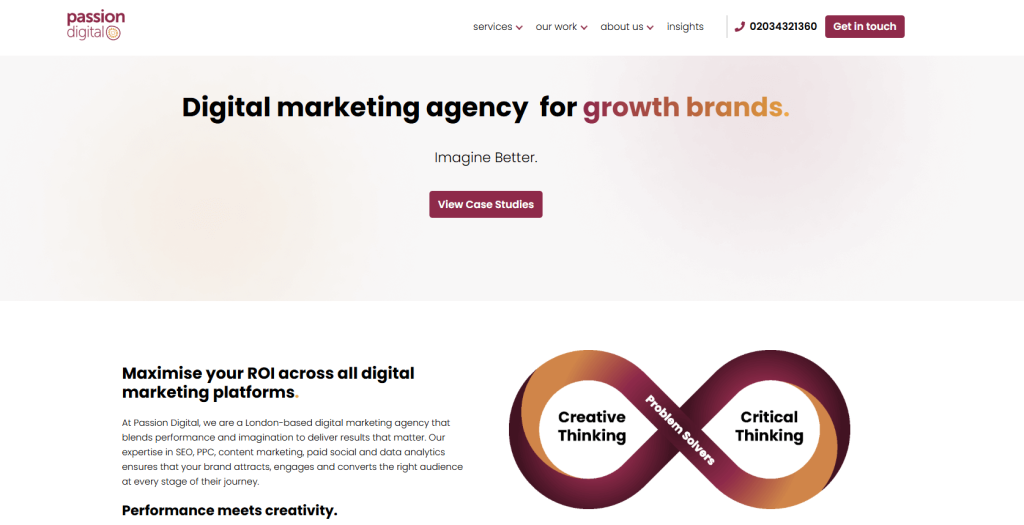A screenshot of the Passion Digital website.
