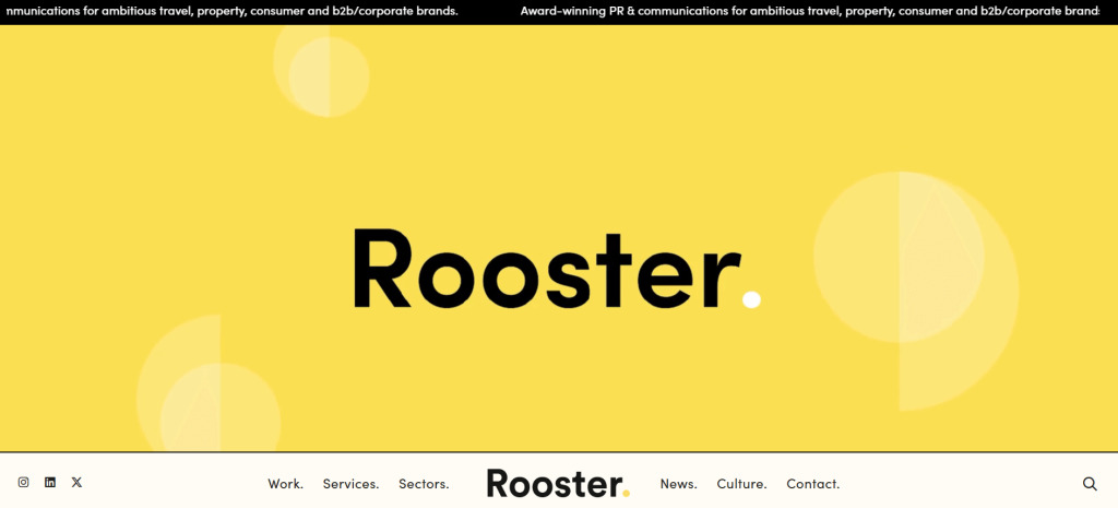 A screenshot of the Rooster website.