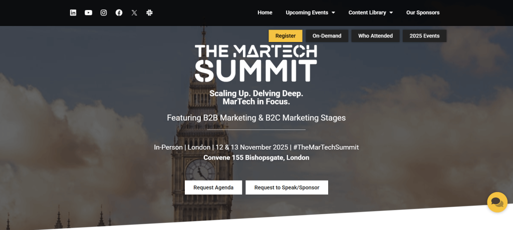 A screenshot of the MarTech Summit website. 
