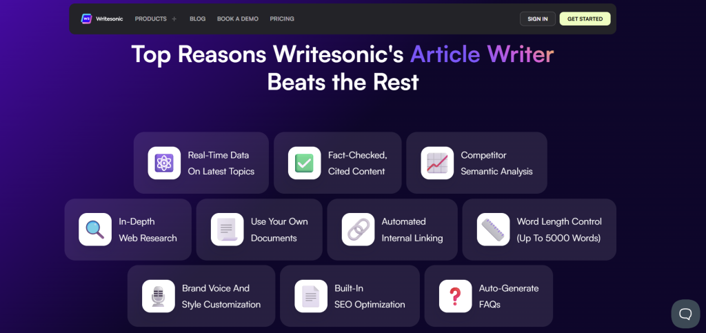 An overview of the Writesonic Article Writer desktop.
