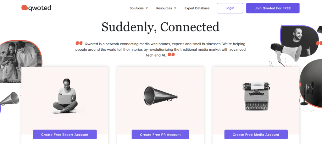 An overview of the Qwoted dashboard.
