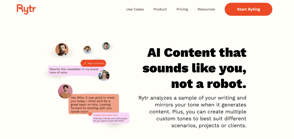An overview of the Rytr desktop.
