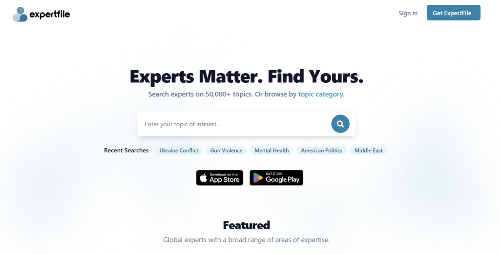 An overview of the ExpertFile dashboard.