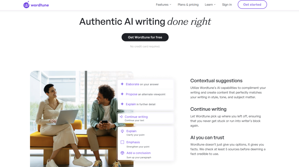 An overview of the Wordtune desktop.